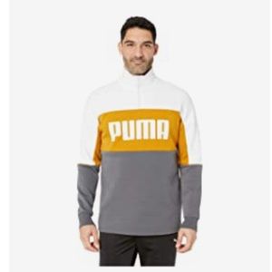 Puma-Retro Crew Rib Neck-white orange gray block design-White Puma-Size S- NWT